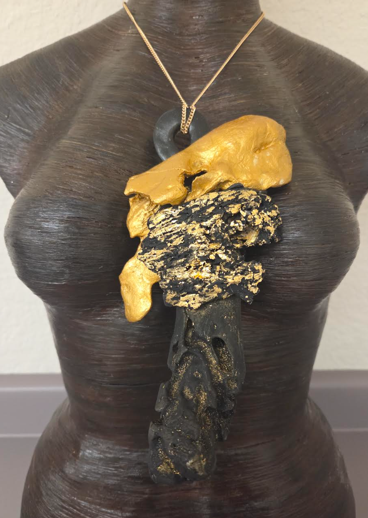 Gilded Driftwood Artisan Unisex Assemblage Statement Pendant - Posh