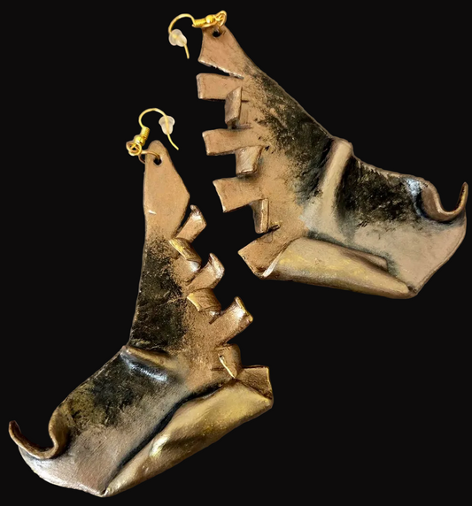 Tri Tone Metallic Oversized Artisan Pierced Earrings - Haute Couture