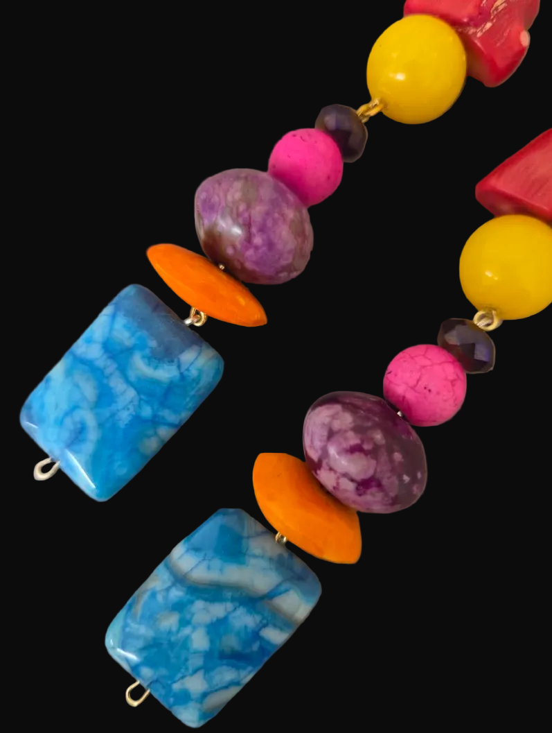 Multi Colored Mixed Gemstone Chunky Shoulder Duster Pierced Earrings