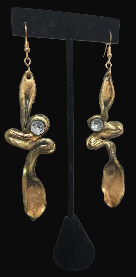 Faux Gold & Rose Gold Hand Sculpted Squiggle Shoulder Duster Earrings