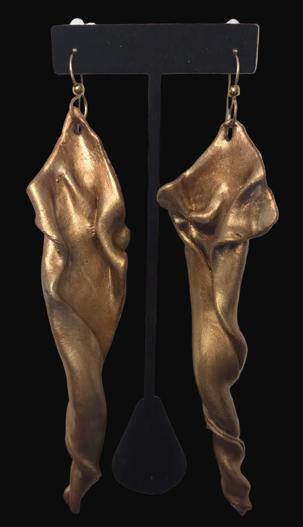 Sensuous Metallic Copper & Gold Hand Sculpted Art Nouveau Earrings
