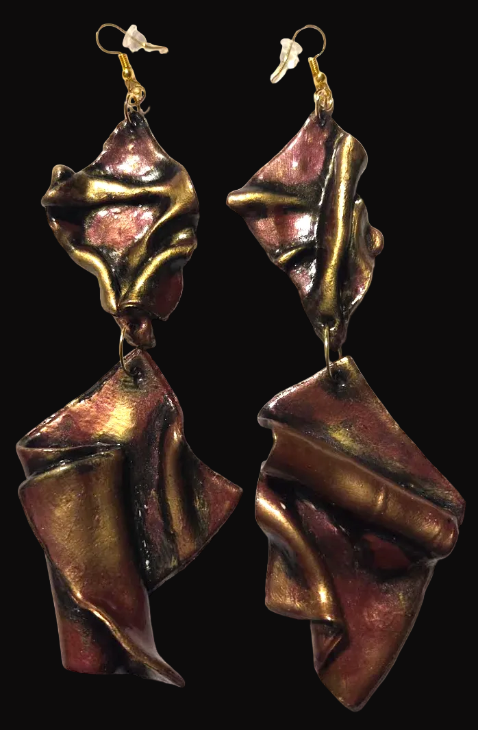 Avant Garde Metallic Garnet Sculpted Shoulder Dusters ~ Feral Glamour