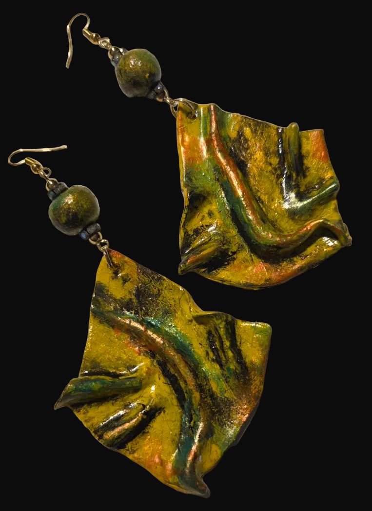 Exotic & Abstract Hand Sculpted Summer Earrings - Bold Yellow