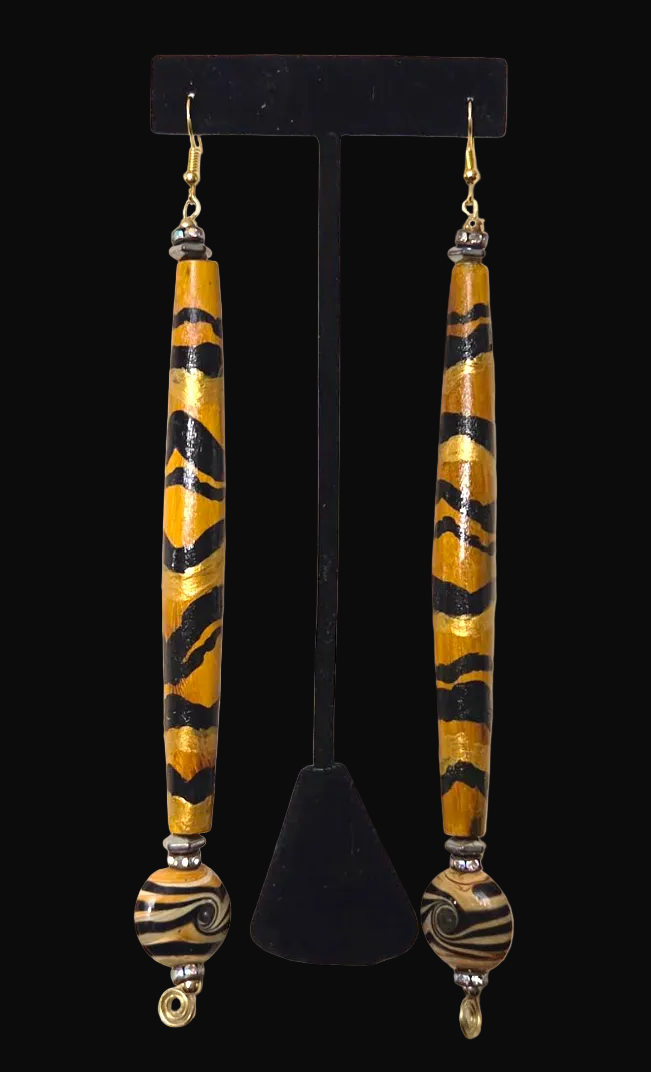 African Tribal Tiger Stripe Hair Pipe Shoulder Dusters ~ Exotic & Wild