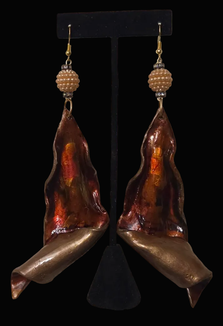 Hand Sculpted Haute Couture Warm Tone Alcohol Ink Shoulder Dusters