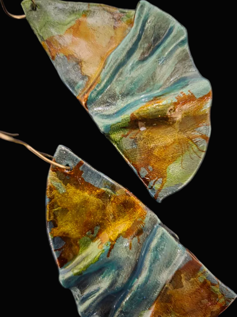 Hand Sculpted Artisan Fall Inspired Dangle Pierced Earrings - Redheads