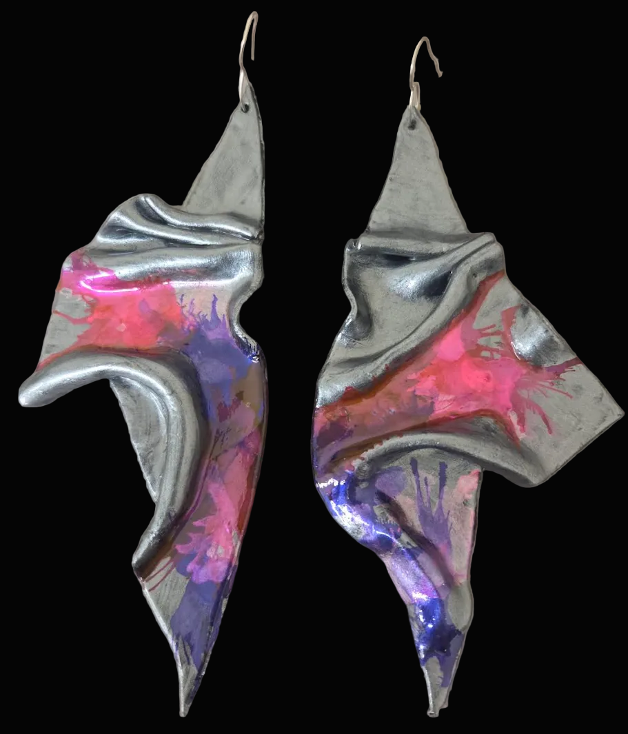 Avant Garde Abstract Draped Wing Shoulder Duster Earrings - Edgy