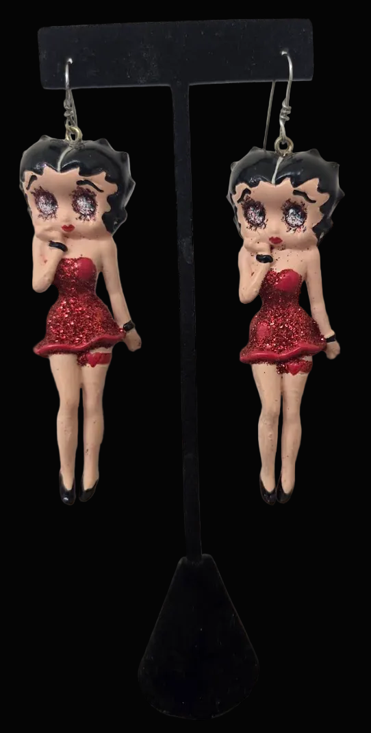 Vintage Betty Boop Femme Fatale Figurine Statement Earrings - Whimsy