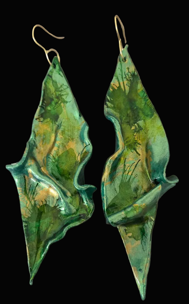 Avant Garde Sculpted Summer Abstract Leaf Pierced Earrings