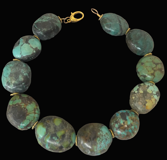 Hubei Turquoise Boulder Western Statement Necklace - Androgynous Style