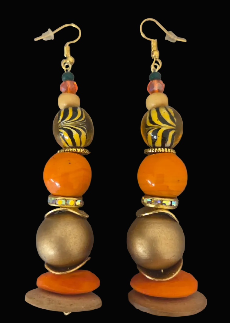 Bold Chunky Beaded Dangle Pierced Earrings for Fall - Women of Color