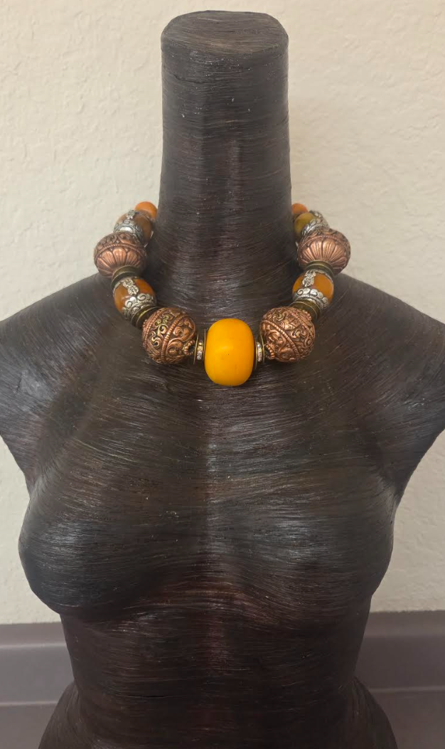 Exotic Tibetan & African Oversized Beaded Statement Necklace - Unisex