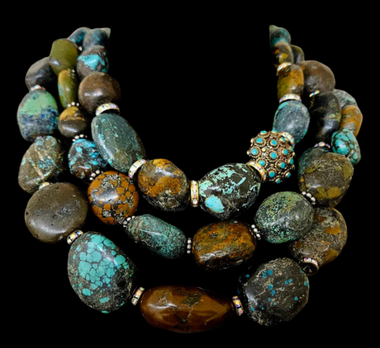Multi Strand Hubei Turquoise Statement Luxury Necklace - Cowgirl Couture