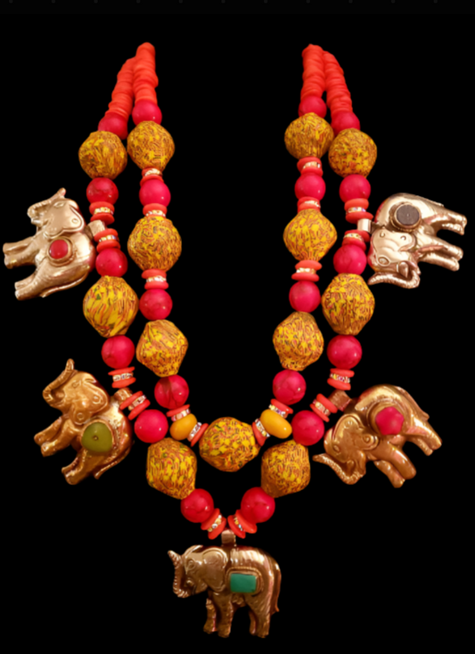 Tibetan Repousse Elephant Chest Piece - Bold Chunky Dramatic Heavy