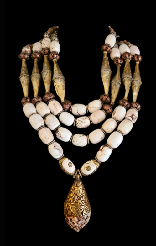 Huge Ethnic Beaded Unisex White Gold Chest Piece - Wow Factor Wildness