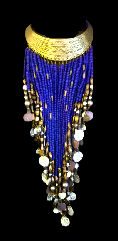 Ornate Beaded Unisex Torc -  Purple & Silver Waterfall Necklace