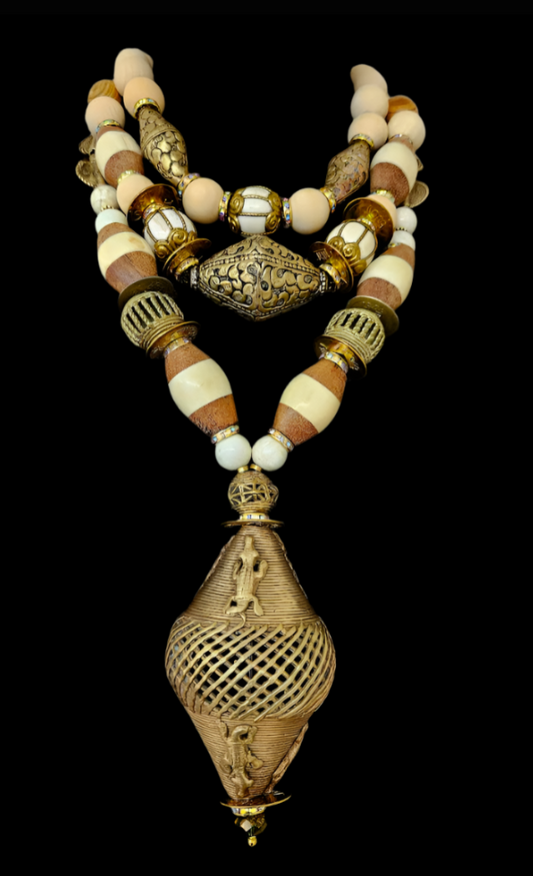Exotic African Tibetan & Asian Oversized Beaded Unisex Chest Piece