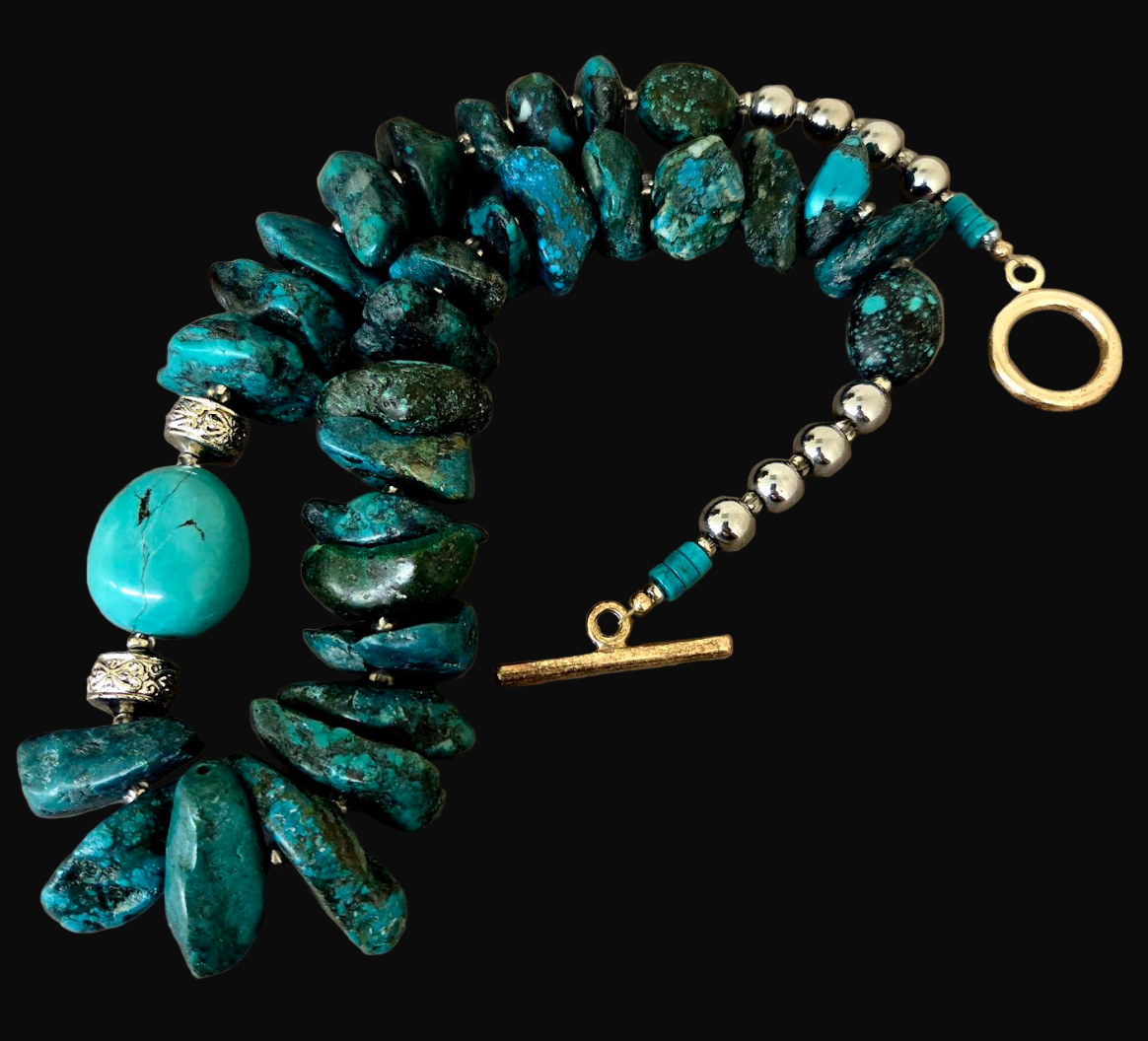 Turquoise Nugget Navajo Style Unisex Necklace - Western Cowgirl Design