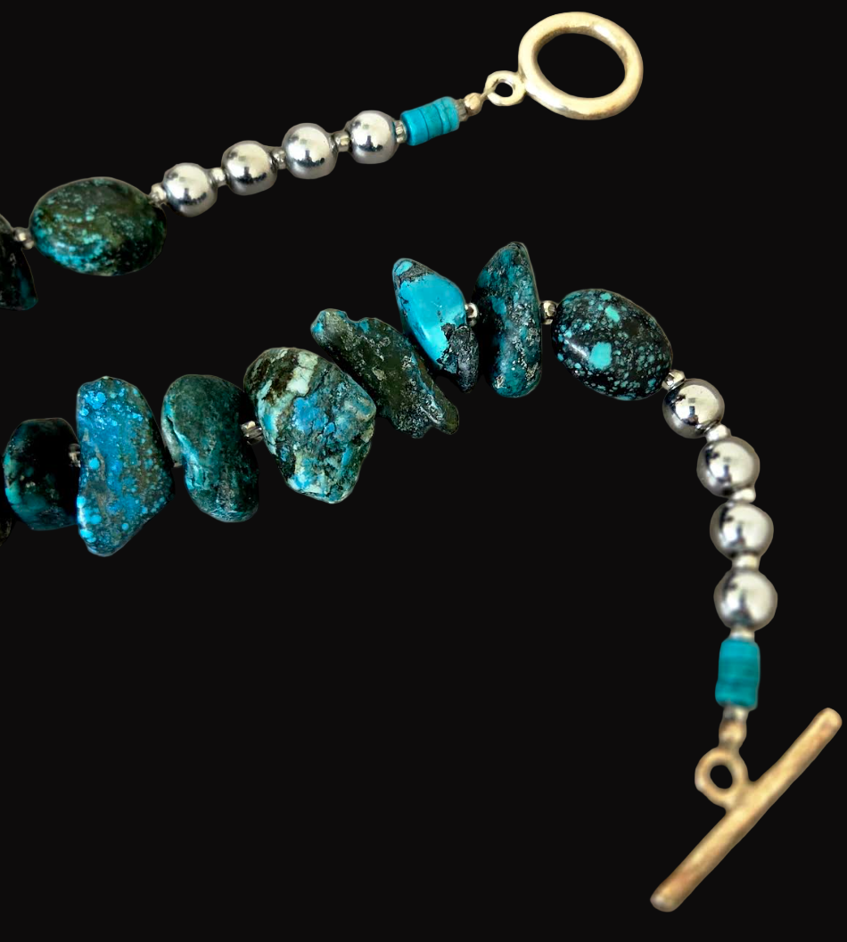 Turquoise Nugget Navajo Style Unisex Necklace - Western Cowgirl Design