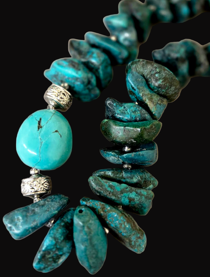 Turquoise Nugget Navajo Style Unisex Necklace - Western Cowgirl Design