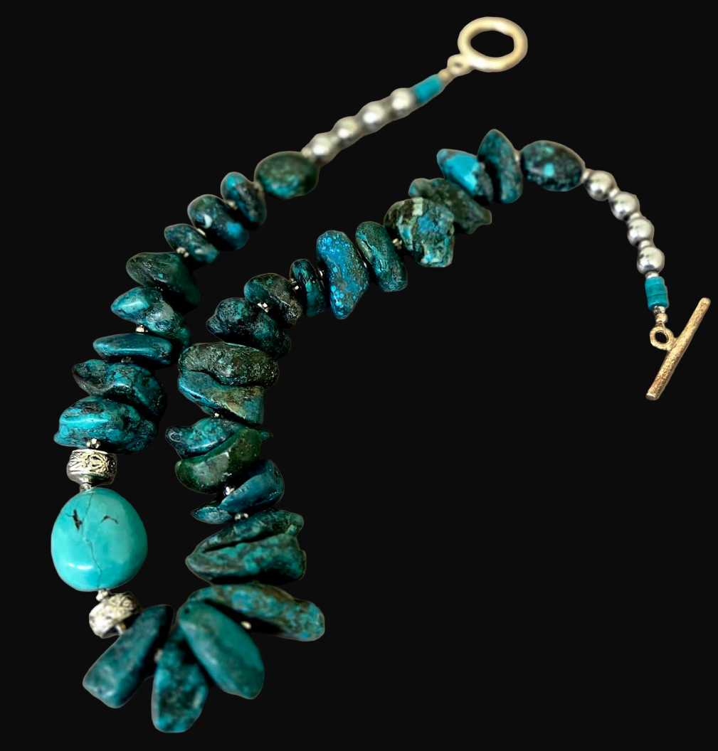 Turquoise Nugget Navajo Style Unisex Necklace - Western Cowgirl Design