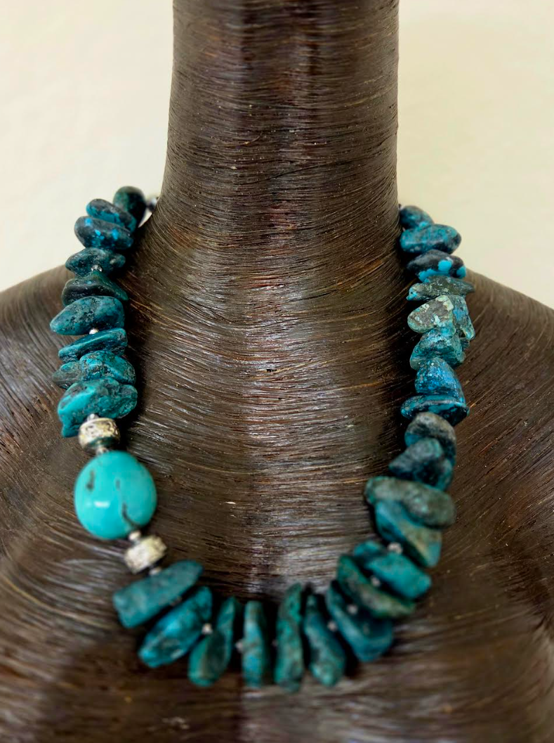 Turquoise Nugget Navajo Style Unisex Necklace - Western Cowgirl Design