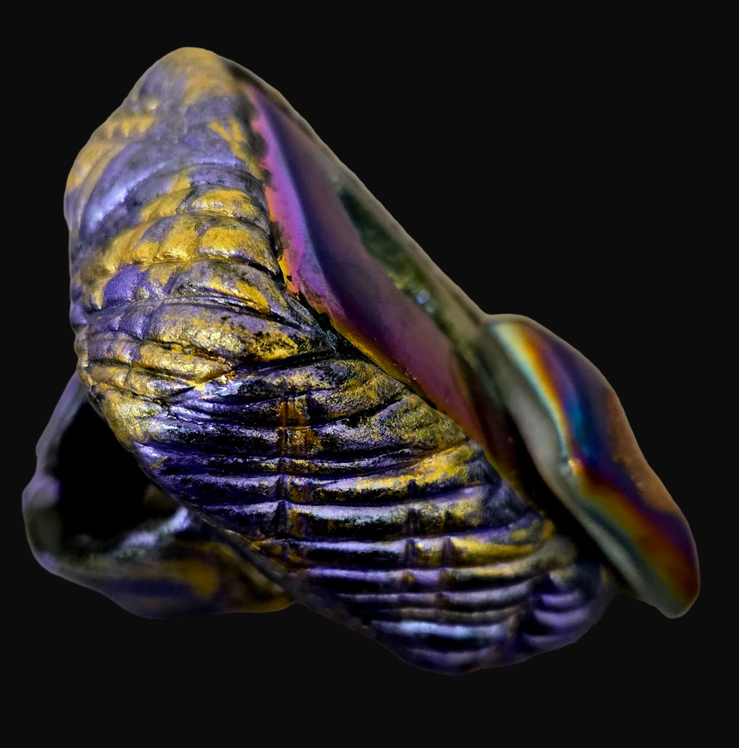 Unisex Blue & Purple Titanium Druzy Sculpted Hand Ring - Flashy