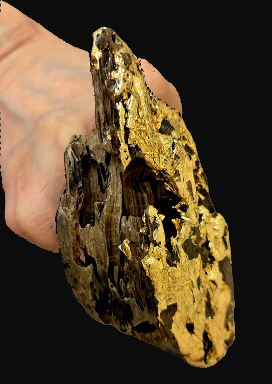 Driftwood & Gold Leaf Adjustable High Art Statement Ring - OOAK Finger Candy