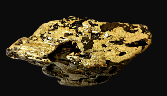 Driftwood & Gold Leaf Adjustable High Art Statement Ring - OOAK Finger Candy