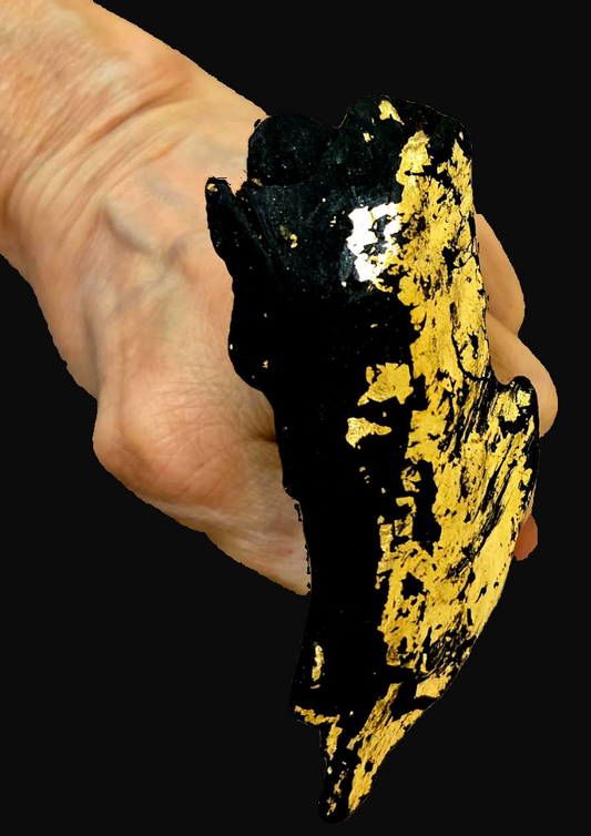 Black Driftwood & Gold Leaf High Art Concept Statement Ring - Unisex