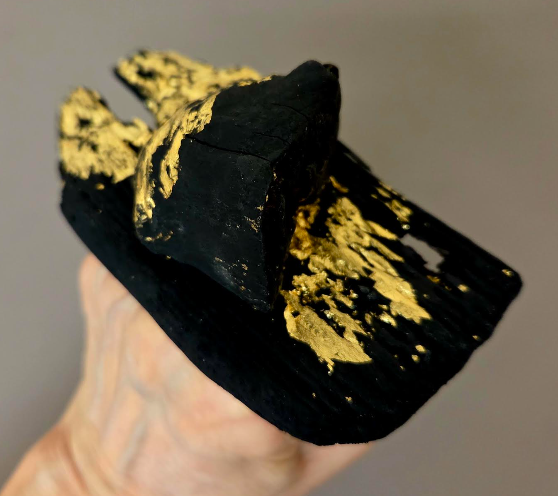 Black & Gold Driftwood Artisan Adjustable Statement Ring - Couture