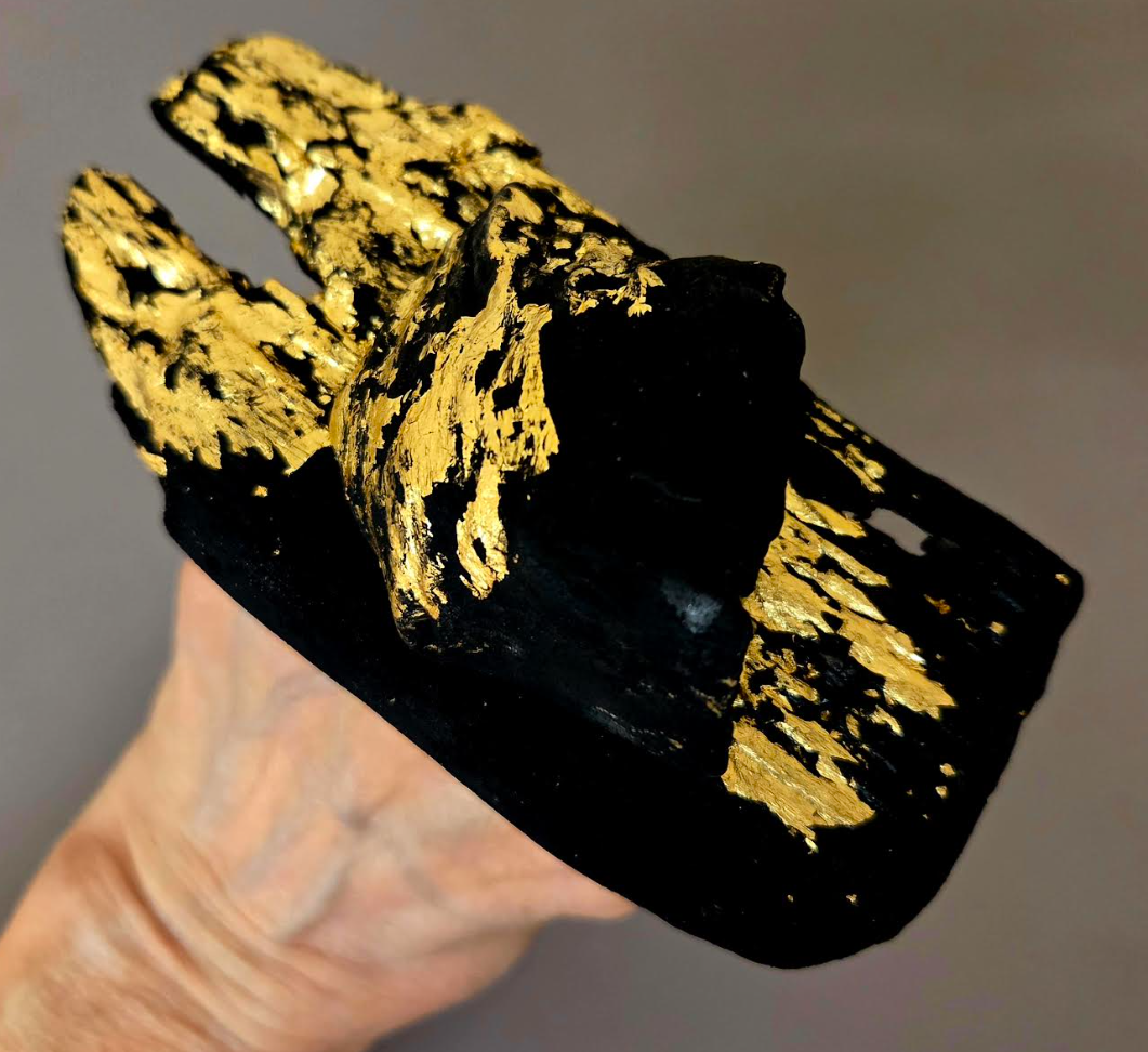 Black & Gold Driftwood Artisan Adjustable Statement Ring - Couture