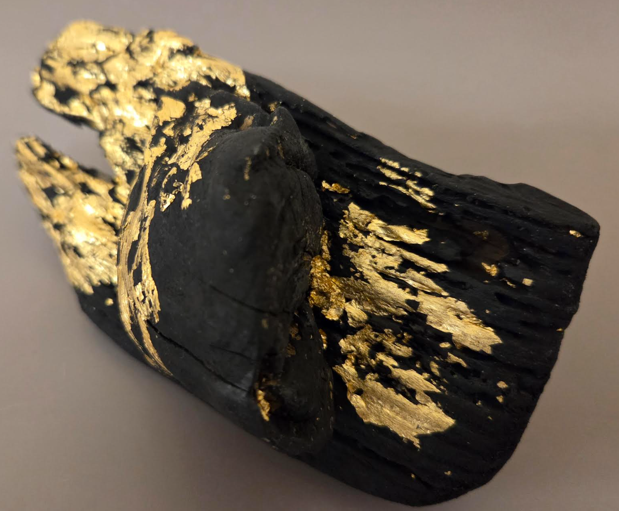 Black & Gold Driftwood Artisan Adjustable Statement Ring - Couture