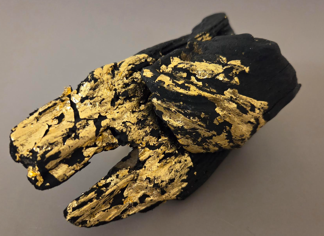 Black & Gold Driftwood Artisan Adjustable Statement Ring - Couture