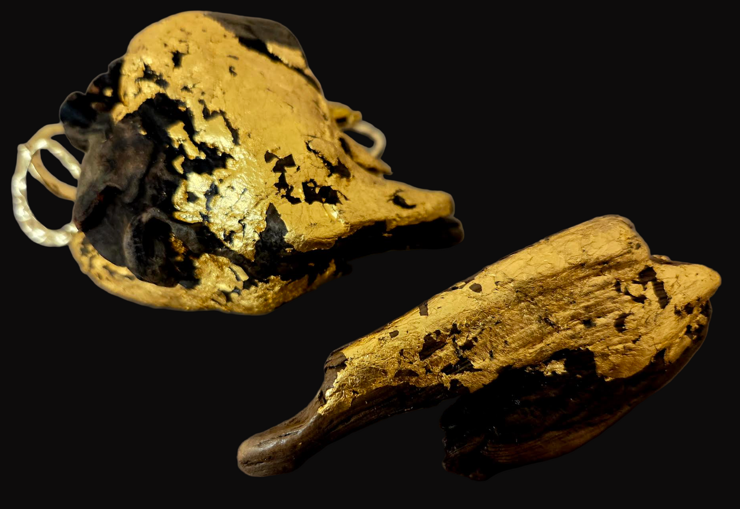 Driftwood & Gold Leaf Haute Couture Statement Cuff and Adjustable Ring Set