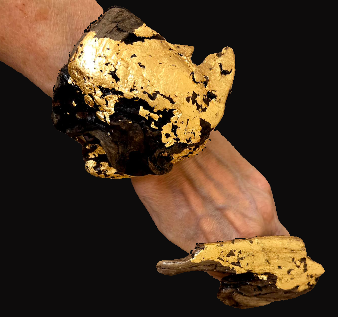 Driftwood & Gold Leaf Haute Couture Statement Cuff and Adjustable Ring Set
