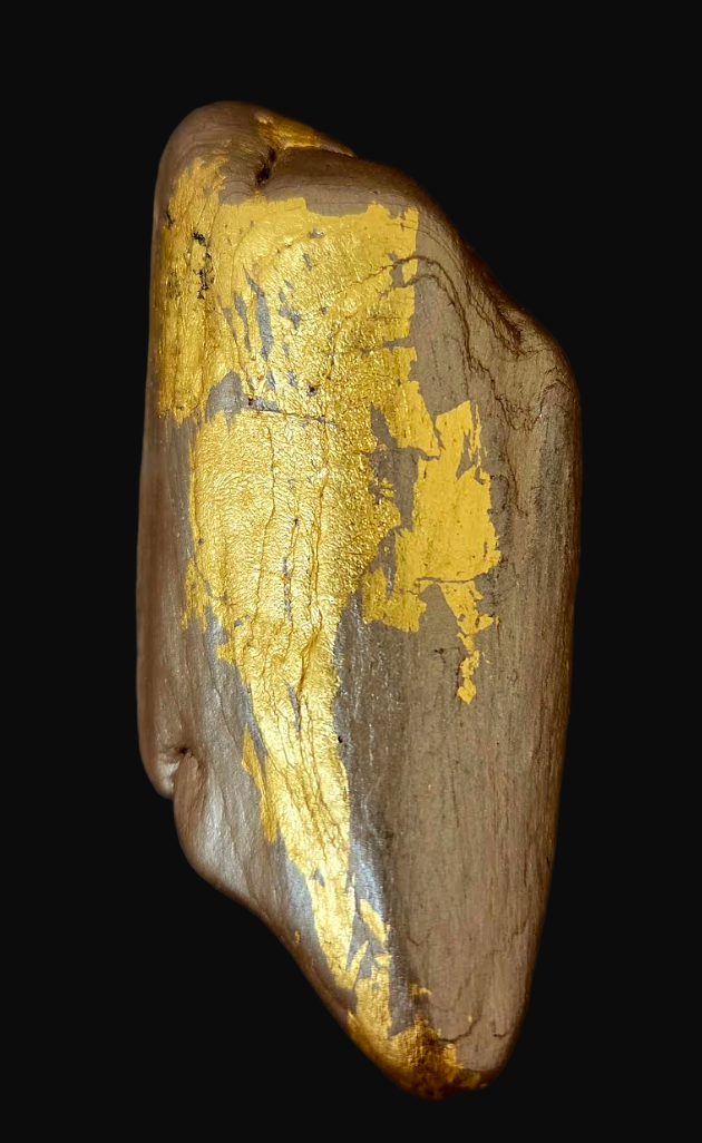 Polished Driftwood & Gold Leaf Adjustable Statement Ring - Androgynous