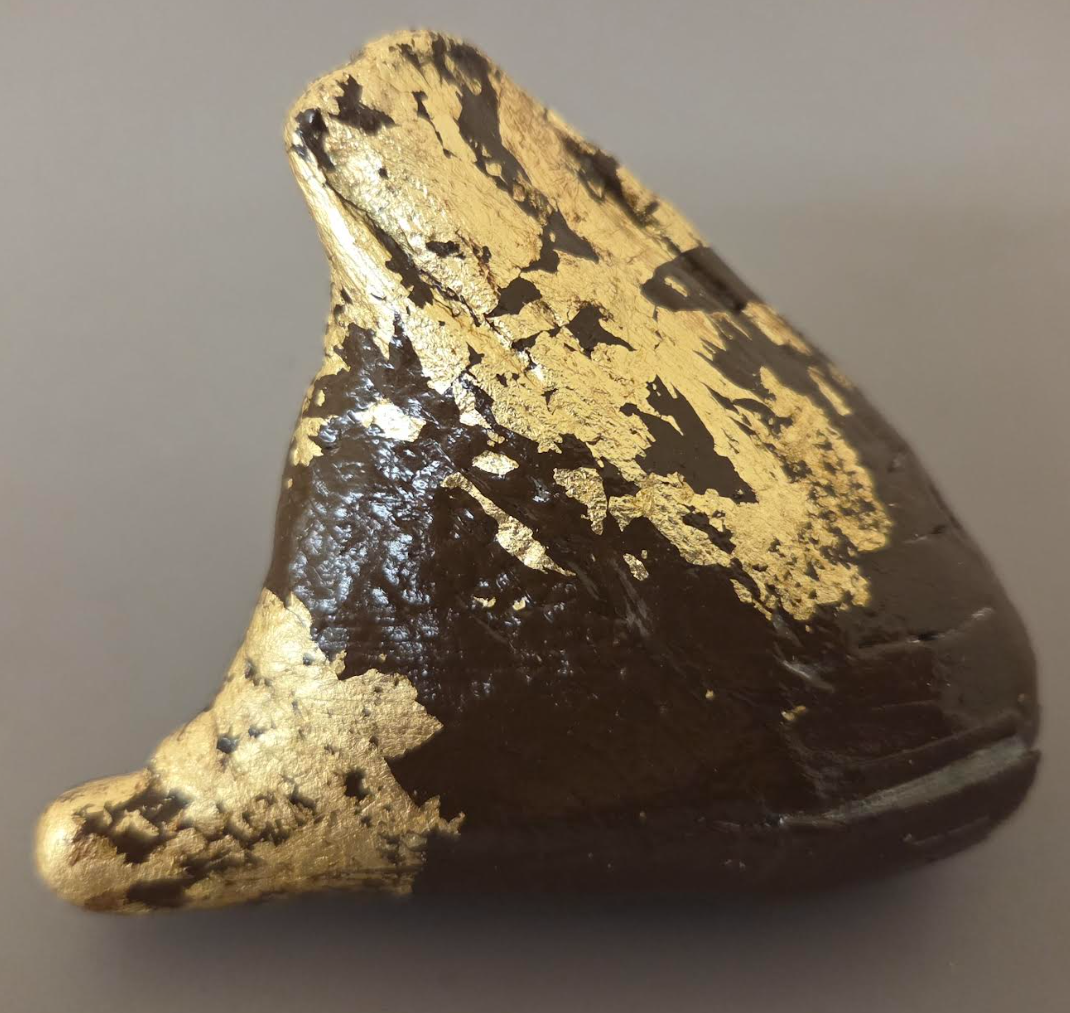 Adjustable Glossy Brown Driftwood Statement Ring with Gold Leaf -  Unisex