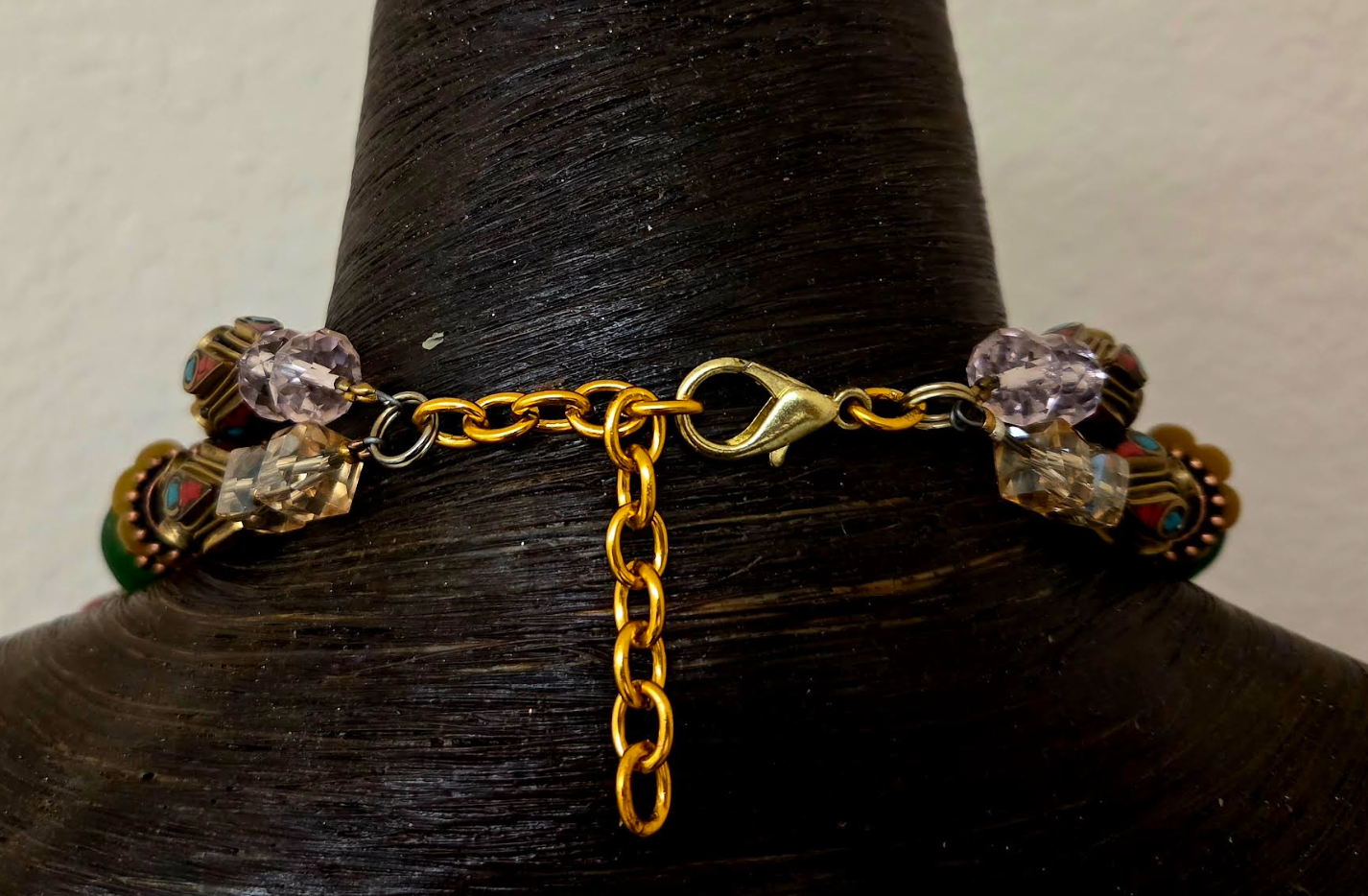 Red Green & Copper Tribal Bead Multi Strand High End Necklace - Africa