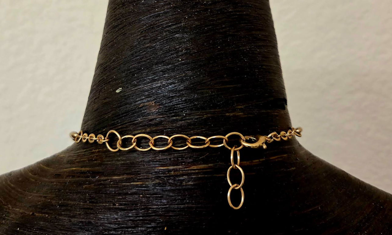 Fuchsia & Lime Green Rough Aura Quartz Pendant on a Hammered Gold Tone Torc