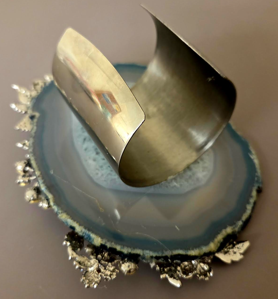 Teal Agate & Rhinestone Massive Statement Cuff - OOAK Bling Bling