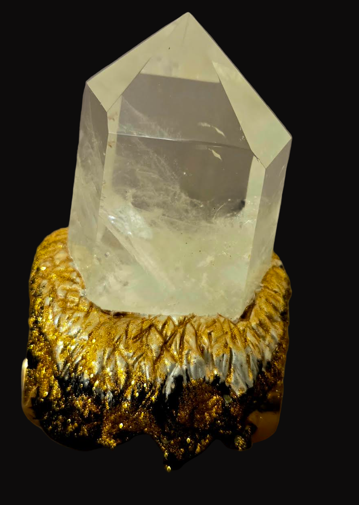 Phantom Quartz Point Brass Cuff - Met Gala Showstopper