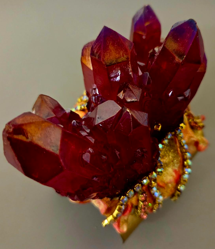 Ruby Red Quartz Sculpted Cuff - Haute Couture Statement