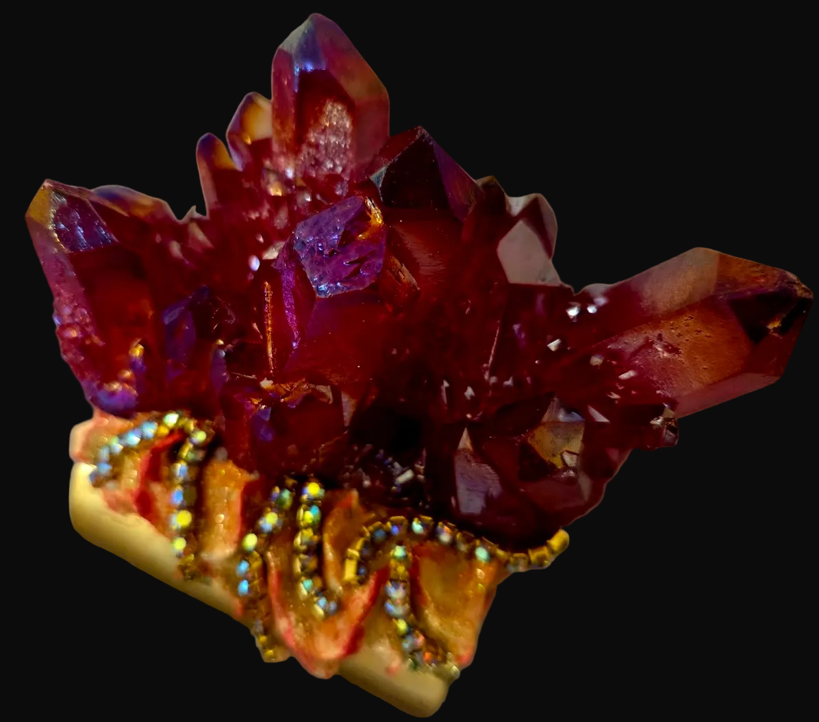 Ruby Red Quartz Sculpted Cuff - Haute Couture Statement