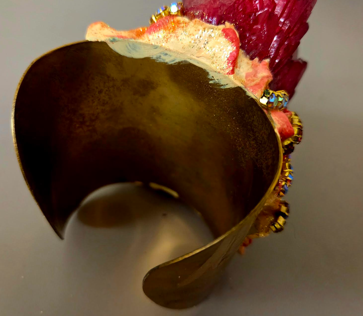 Ruby Red Quartz Sculpted Cuff - Haute Couture Statement