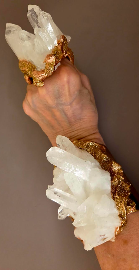 White Quartz Statement Cuff & Ring Set - Haute Couture