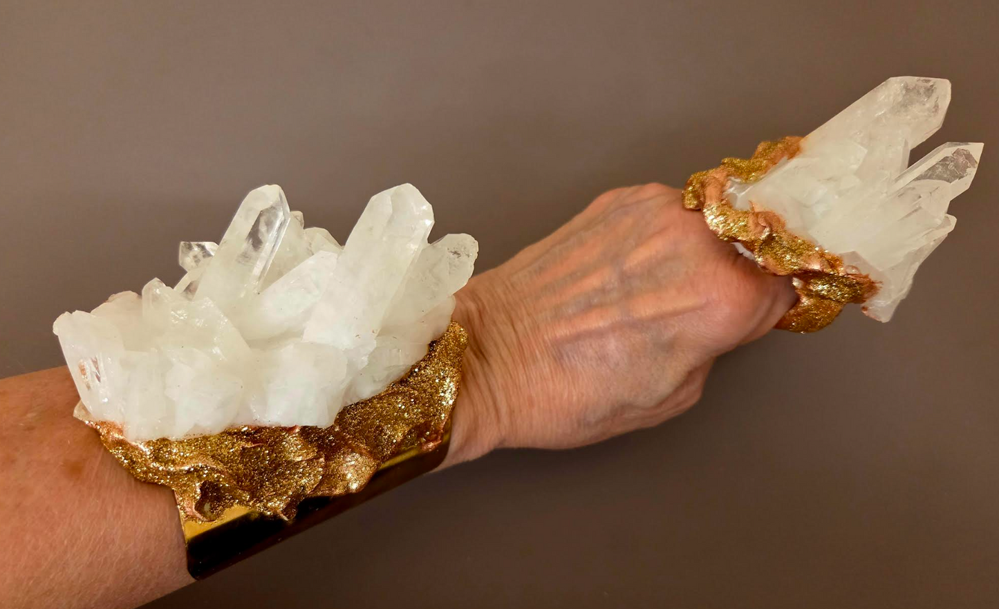 White Quartz Statement Cuff & Ring Set - Haute Couture