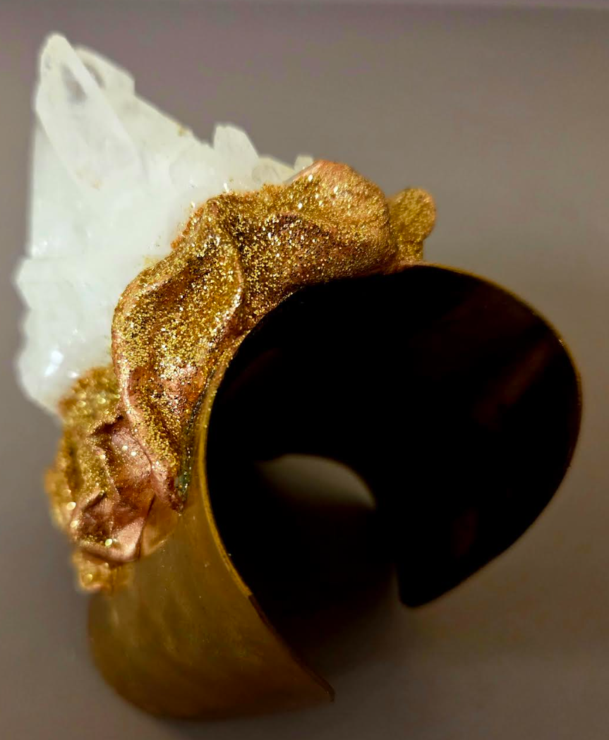 White Quartz Statement Cuff & Ring Set - Haute Couture