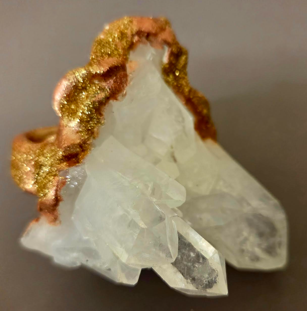 White Quartz Statement Cuff & Ring Set - Haute Couture