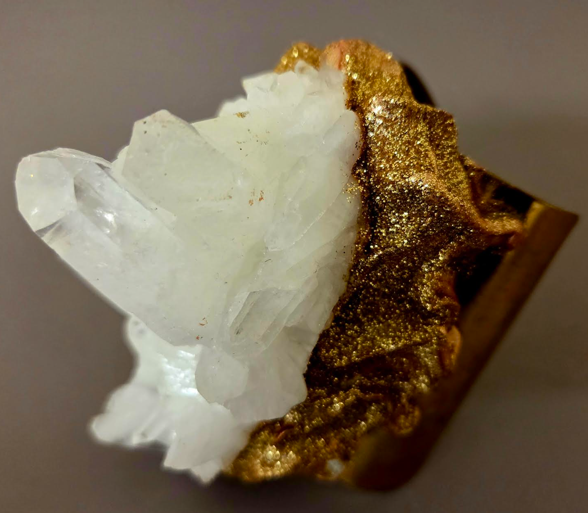 White Quartz Statement Cuff & Ring Set - Haute Couture